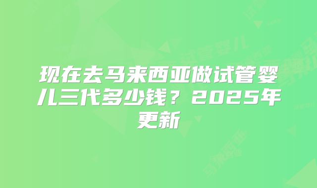 现在去马来西亚做试管婴儿三代多少钱？2025年更新