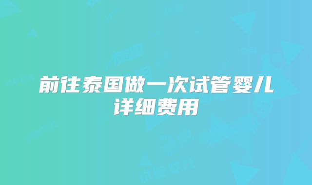 前往泰国做一次试管婴儿详细费用