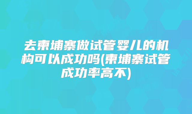 去柬埔寨做试管婴儿的机构可以成功吗(柬埔寨试管成功率高不)