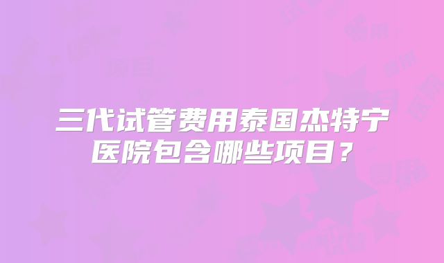 三代试管费用泰国杰特宁医院包含哪些项目？
