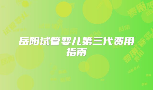 岳阳试管婴儿第三代费用指南