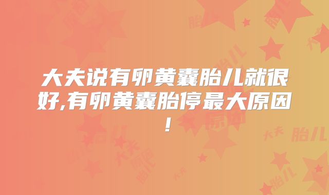 大夫说有卵黄囊胎儿就很好,有卵黄囊胎停最大原因！