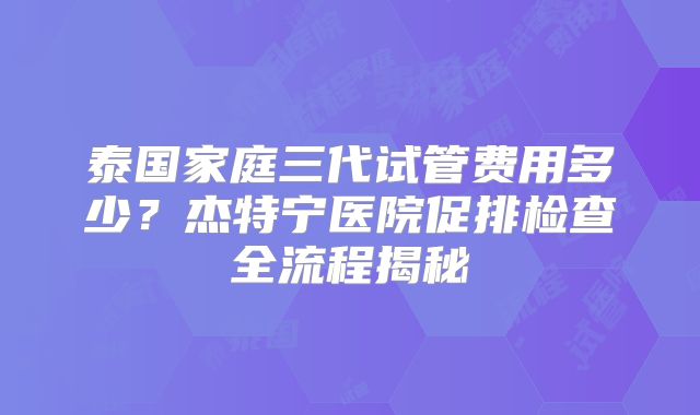 泰国家庭三代试管费用多少？杰特宁医院促排检查全流程揭秘