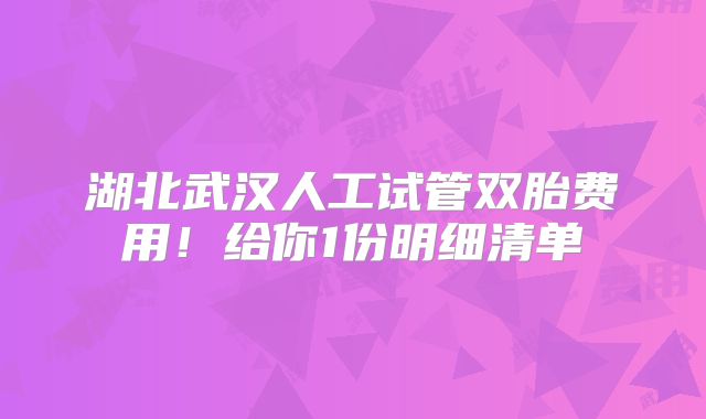 湖北武汉人工试管双胎费用！给你1份明细清单