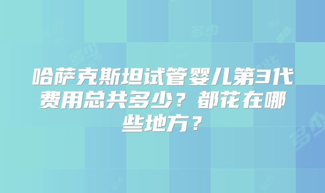 哈萨克斯坦试管婴儿第3代费用总共多少?都花在哪些地方?