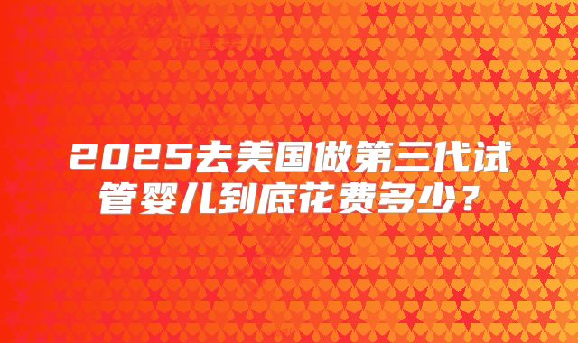2025去美国做第三代试管婴儿到底花费多少？
