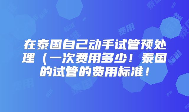 在泰国自己动手试管预处理（一次费用多少！泰国的试管的费用标准！