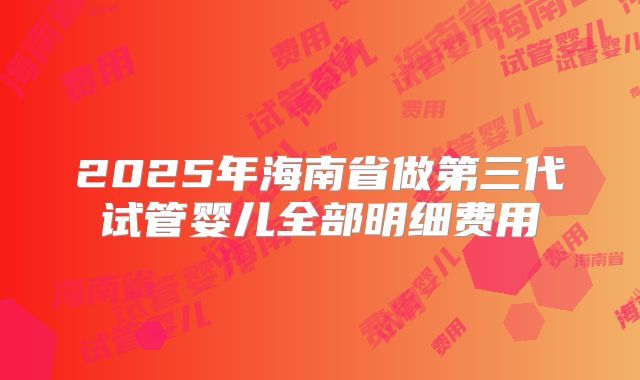 2025年海南省做第三代试管婴儿全部明细费用