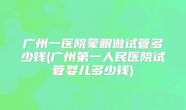 广州一医院蒙眼做试管多少钱(广州第一人民医院试管婴儿多少钱)