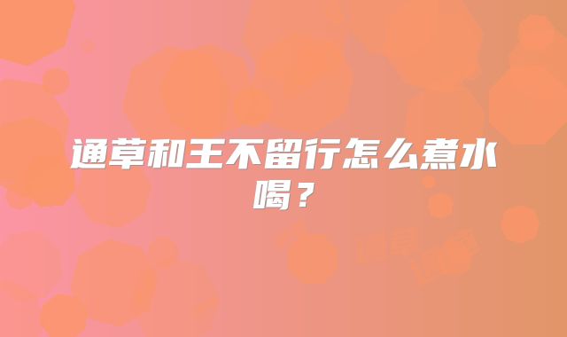 通草和王不留行怎么煮水喝?