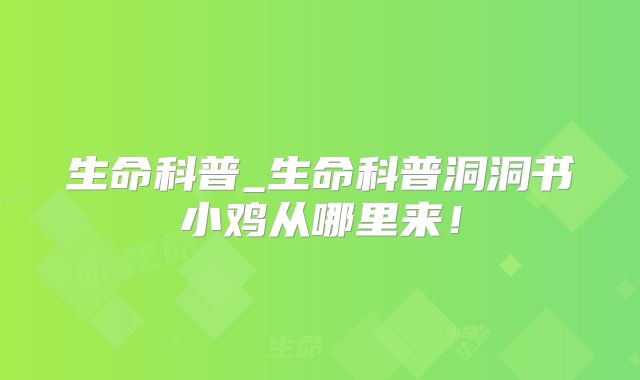 生命科普_生命科普洞洞书小鸡从哪里来！