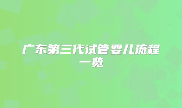 广东第三代试管婴儿流程一览