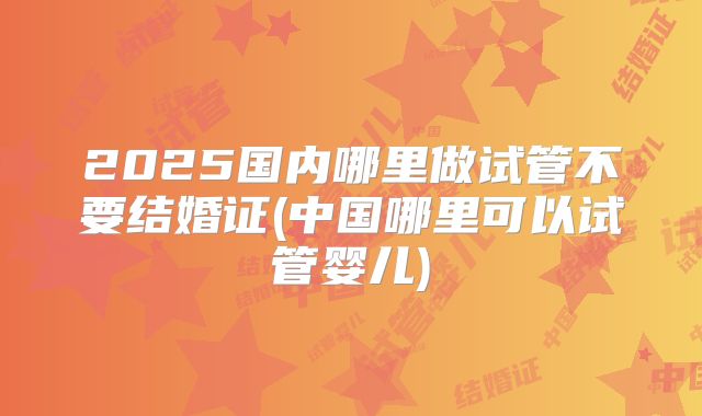 2025国内哪里做试管不要结婚证(中国哪里可以试管婴儿)