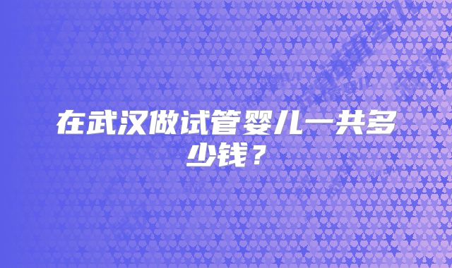 在武汉做试管婴儿一共多少钱？