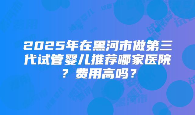 2025年在黑河市做第三代试管婴儿推荐哪家医院？费用高吗？