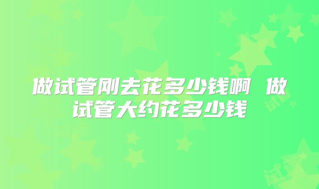 做试管刚去花多少钱啊 做试管大约花多少钱