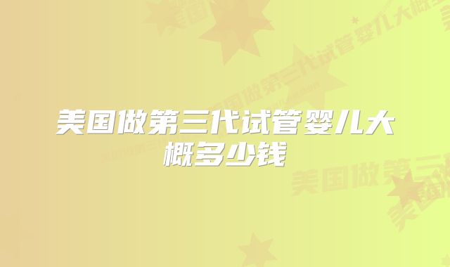 美国做第三代试管婴儿大概多少钱