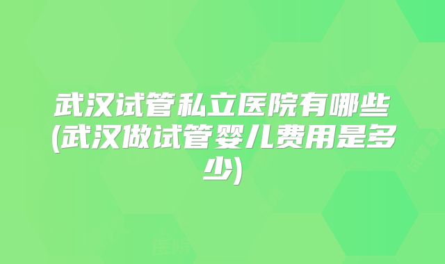 武汉试管私立医院有哪些(武汉做试管婴儿费用是多少)