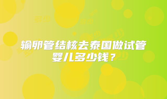 输卵管结核去泰国做试管婴儿多少钱？