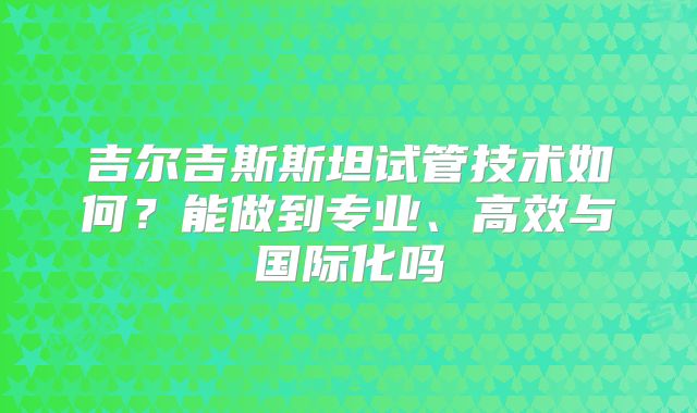 吉尔吉斯斯坦试管技术如何？能做到专业、高效与国际化吗