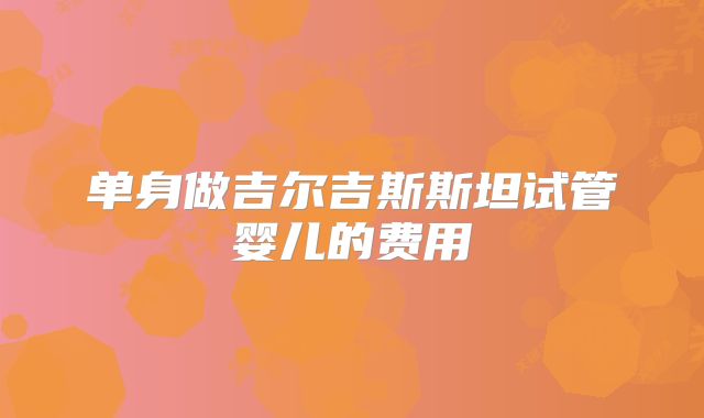 单身做吉尔吉斯斯坦试管婴儿的费用