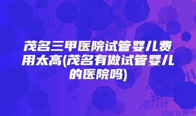 茂名三甲医院试管婴儿费用太高(茂名有做试管婴儿的医院吗)