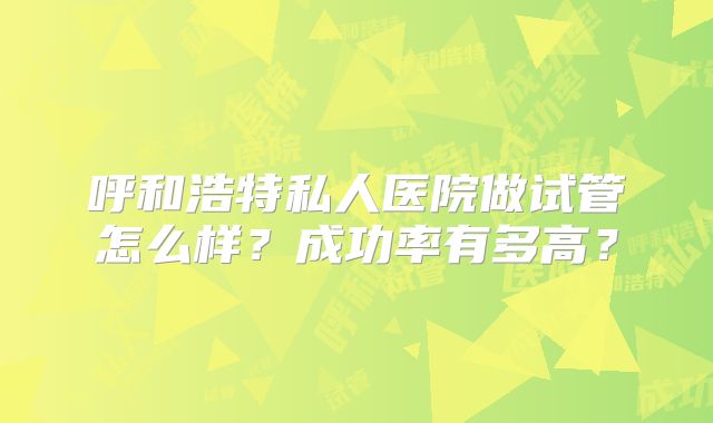 呼和浩特私人医院做试管怎么样？成功率有多高？
