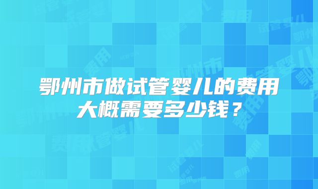 鄂州市做试管婴儿的费用大概需要多少钱？