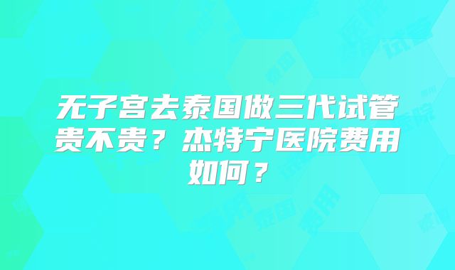 无子宫去泰国做三代试管贵不贵？杰特宁医院费用如何？