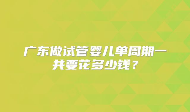 广东做试管婴儿单周期一共要花多少钱?