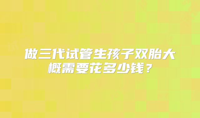做三代试管生孩子双胎大概需要花多少钱?