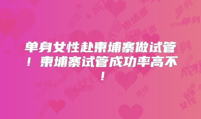 单身女性赴柬埔寨做试管！柬埔寨试管成功率高不！
