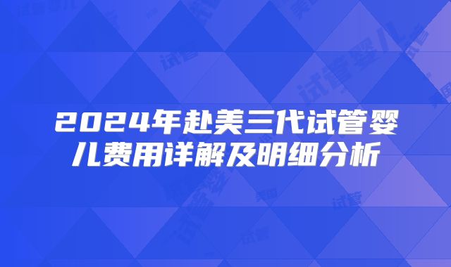 2024年赴美三代试管婴儿费用详解及明细分析