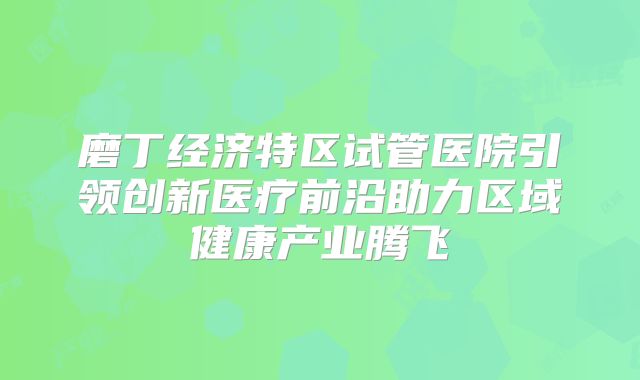 磨丁经济特区试管医院引领创新医疗前沿助力区域健康产业腾飞