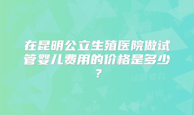 在昆明公立生殖医院做试管婴儿费用的价格是多少？