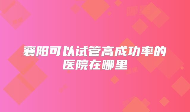 襄阳可以试管高成功率的医院在哪里