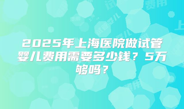 2025年上海医院做试管婴儿费用需要多少钱？5万够吗？