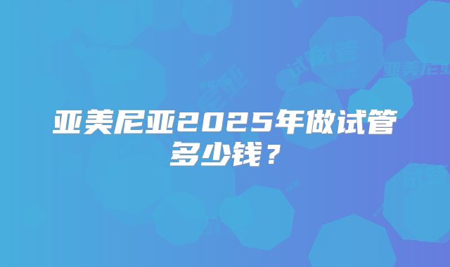 亚美尼亚2025年做试管多少钱？