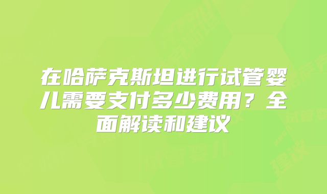 在哈萨克斯坦进行试管婴儿需要支付多少费用?全面解读和建议