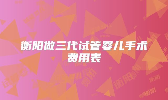 衡阳做三代试管婴儿手术费用表
