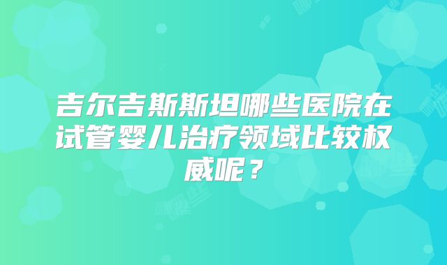 吉尔吉斯斯坦哪些医院在试管婴儿治疗领域比较权威呢？