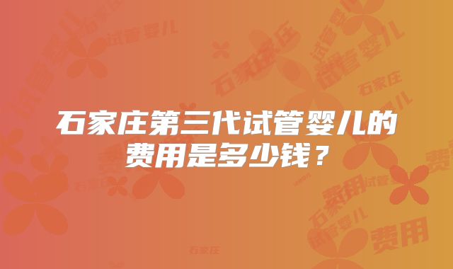 石家庄第三代试管婴儿的费用是多少钱？