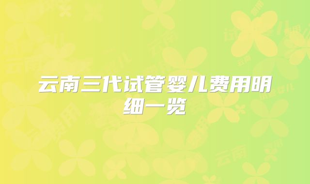 云南三代试管婴儿费用明细一览