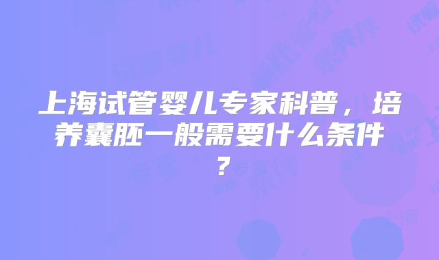 上海试管婴儿专家科普，培养囊胚一般需要什么条件？