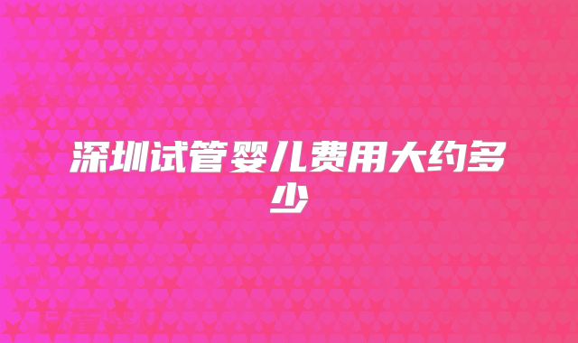 深圳试管婴儿费用大约多少
