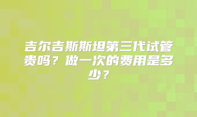 吉尔吉斯斯坦第三代试管贵吗？做一次的费用是多少？