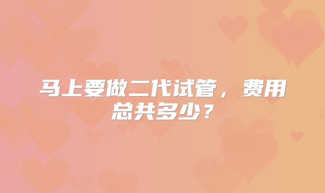 马上要做二代试管，费用总共多少？