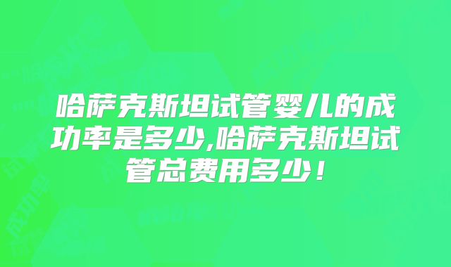 哈萨克斯坦试管婴儿的成功率是多少,哈萨克斯坦试管总费用多少！