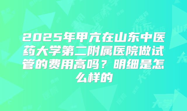 2025年甲亢在山东中医药大学第二附属医院做试管的费用高吗？明细是怎么样的