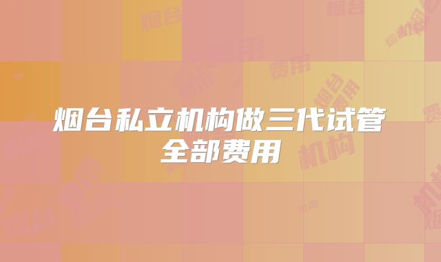 烟台私立机构做三代试管全部费用